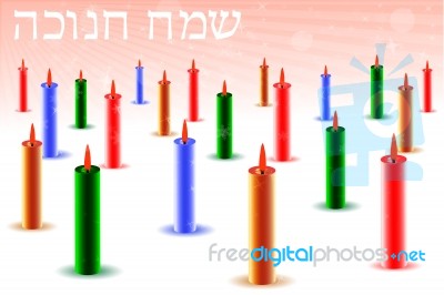 Candle With Hanukkah Card Stock Image