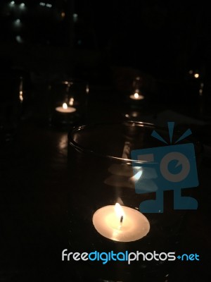 Candles In Glass Cups Stock Photo