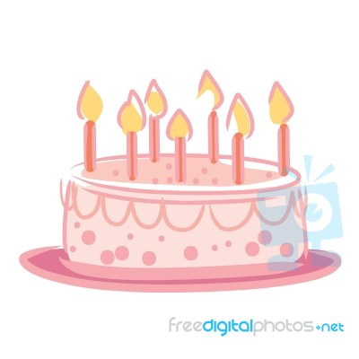 Candles On Cake Pink Color Stock Image