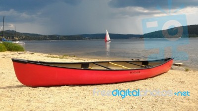 Canoe At The Lake Stock Photo