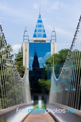 Canopy Steel Bridge Walkway In The Garden Stock Photo