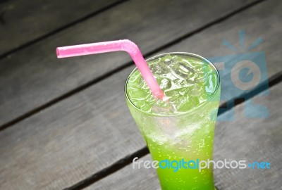 Cantaloupe Italian Soda Stock Photo