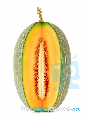 Cantaloupe Melon Isolated On The White Stock Photo