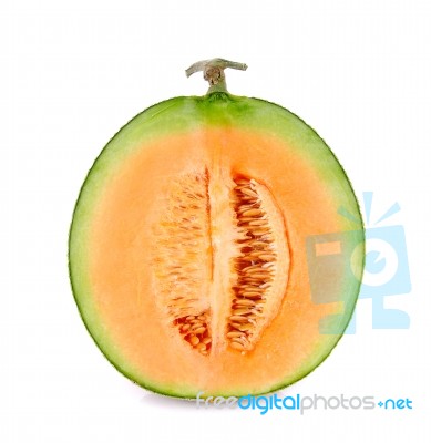 Cantaloupe Melon Isolated On The White Background Stock Photo