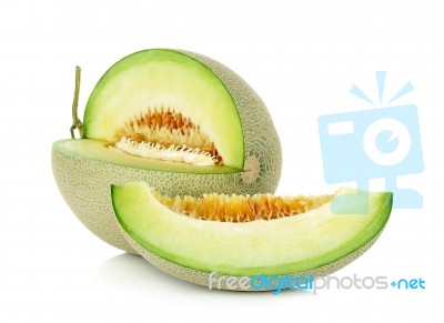 Cantaloupe Melon Isolated On The White Background Stock Photo