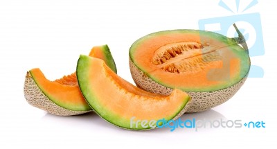 Cantaloupe Melon Isolated On The White Background Stock Photo