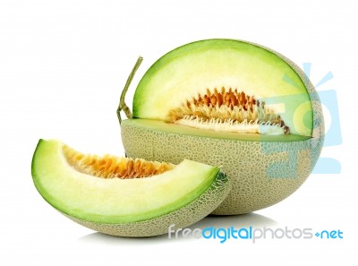 Cantaloupe Melon Isolated On The White Background Stock Photo