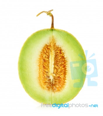 Cantaloupe Melon Isolated On The White Background Stock Photo