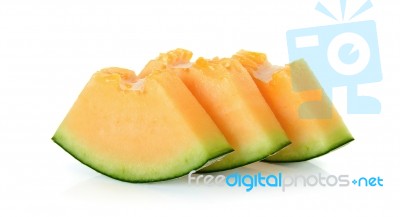 Cantaloupe Melon Isolated On The White Background Stock Photo