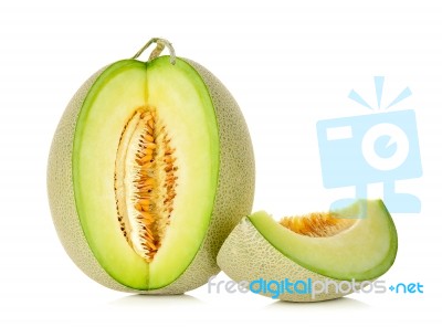 Cantaloupe Melon Isolated On The White Background Stock Photo