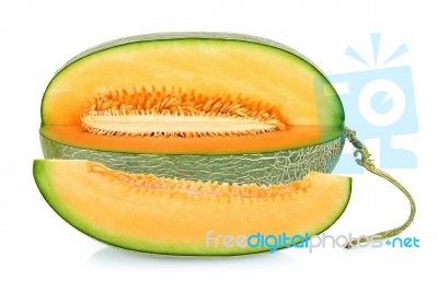 Cantaloupe Melon Isolated On The White Background Stock Photo