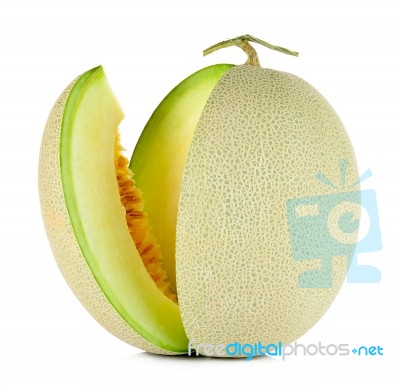 Cantaloupe Melon Isolated On The White Background Stock Photo