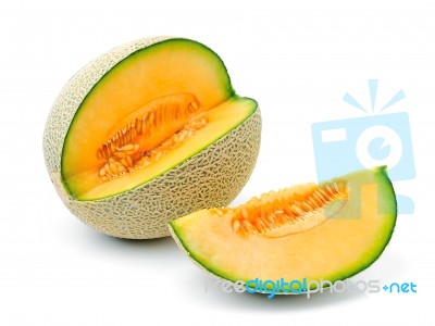 Cantaloupe Melon Isolated On White Background Stock Photo