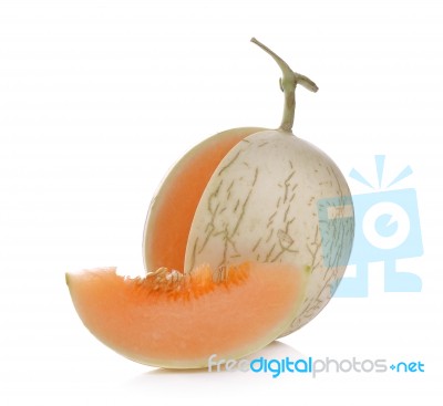 Cantaloupe Melon Isolated On White Background Stock Photo