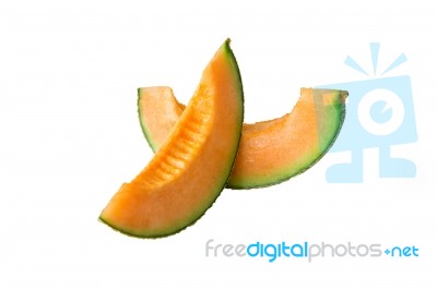 Cantaloupe Melon Isolated On White Background Stock Photo