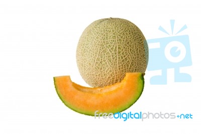 Cantaloupe Melon Isolated On White Background Stock Photo