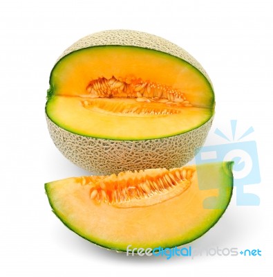 Cantaloupe Melon Slices Stock Photo