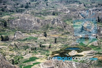 Canyon Of The Colca River In Southern Peru Stock Photo