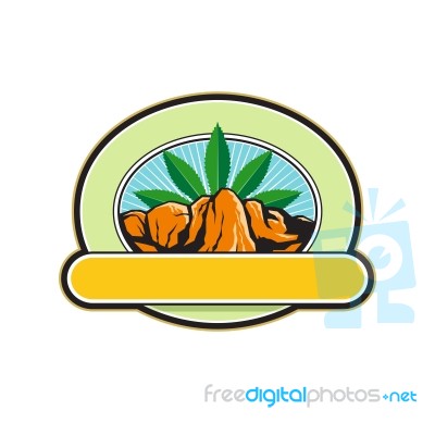 Canyon With Hemp Banner Oval Retro Stock Image