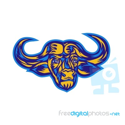 Cape Buffalo Head Retro Stock Image