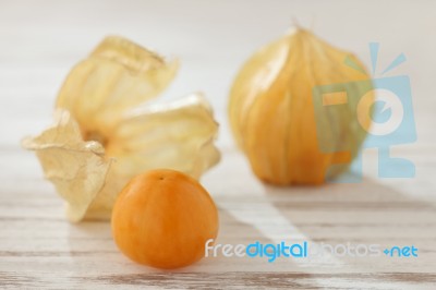 Cape Gooseberry Physalis Fruit Ground Cherry Organic Food Vegetabl Stock Photo