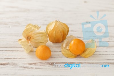 Cape Gooseberry Physalis Fruit Ground Cherry Organic Food Vegetabl Stock Photo