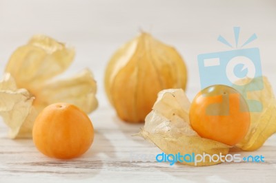 Cape Gooseberry Physalis Fruit Ground Cherry Organic Food Vegetabl Stock Photo