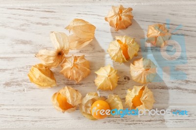 Cape Gooseberry Physalis Fruit Ground Cherry Organic Food Vegetabl Stock Photo