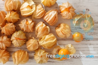 Cape Gooseberry Physalis Fruit Ground Cherry Organic Food Vegetabl Stock Photo