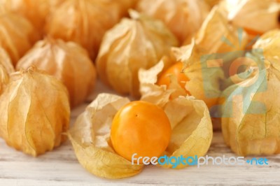 Cape Gooseberry Physalis Fruit Ground Cherry Organic Food Vegetabl Stock Photo