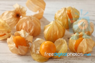 Cape Gooseberry Physalis Fruit Ground Cherry Organic Food Vegetable Stock Photo