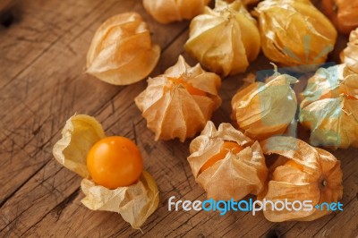 Cape Gooseberry Physalis Fruit Ground Cherry Organic Food Vegetable Stock Photo