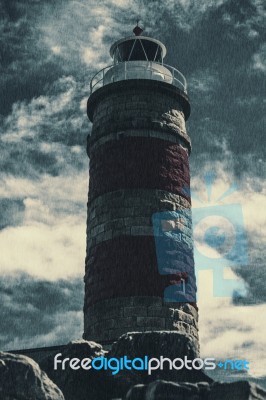 Cape Moreton Lighthouse On The North Part Of Moreton Island. Abstract Lighting Stock Photo