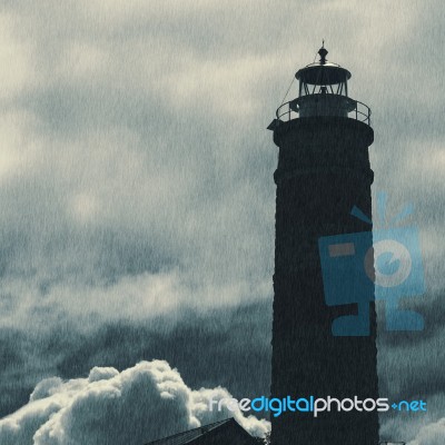 Cape Moreton Lighthouse On The North Part Of Moreton Island. Abstract Lighting Stock Photo