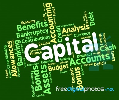 Capital Word Shows Rich Asset And Affluence Stock Image