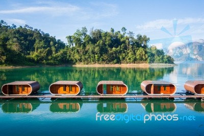 Capsule House Refection On Ratchaprapa Dam,kaosok,suratthani Thailand Stock Photo