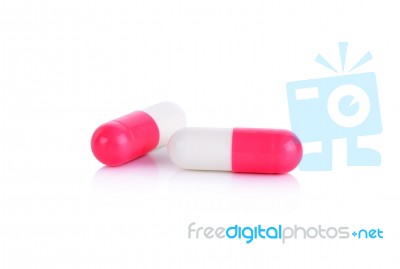 Capsule Pills Isolated On The White Background Stock Photo