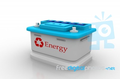 Car Battery With Recycle Sign Stock Image