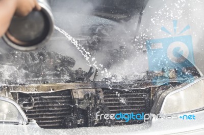 Car Burning Stock Photo