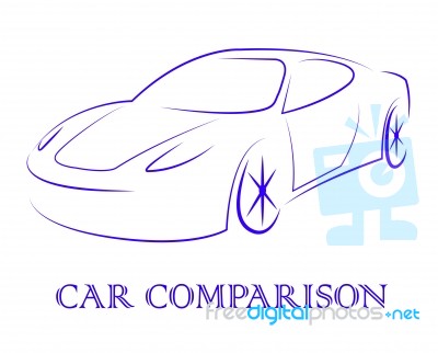 Car Comparison Shows Auto Reviews And Search Stock Image