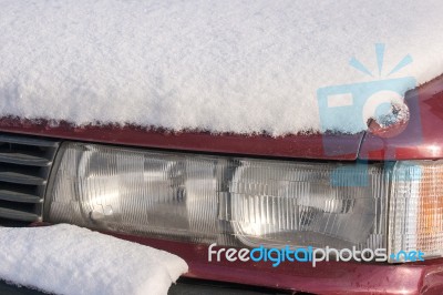 Car Covered With Snow Stock Photo