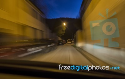 Car In Narrow Street Stock Photo