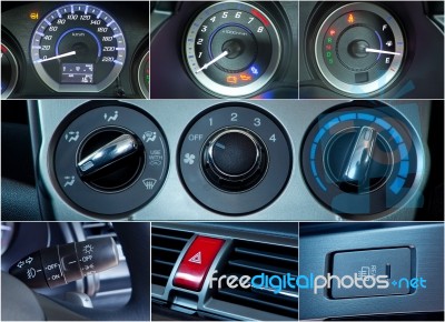 Car Interior Details Collage Stock Photo