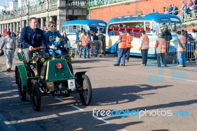 Car Just Finished London To Brighton Veteran Car Run Stock Photo