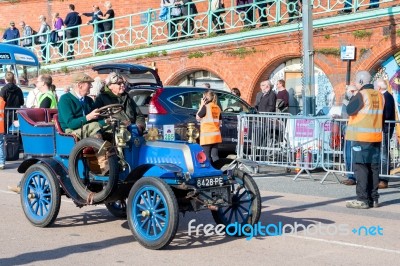 Car Just Finished London To Brighton Veteran Car Run Stock Photo