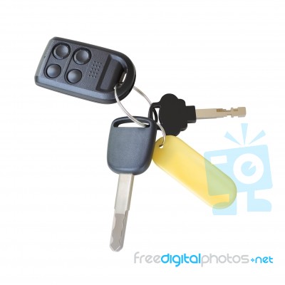 Car Key And Remote Control On White Background Stock Photo