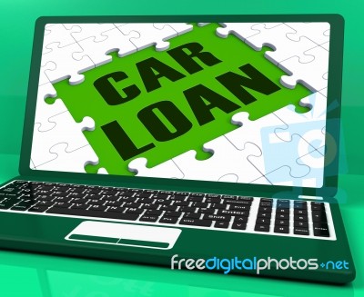 Car Loan On Laptop Shows Automobile Sales Website Stock Image