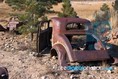 Car Long Since Abandoned In Utah Stock Photo