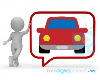 Car Speech Bubble Shows Communication Gossip 3d Rendering Stock Image