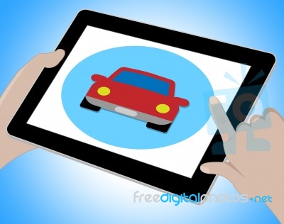 Car Tablet Means Tablets Www And Drive Stock Image